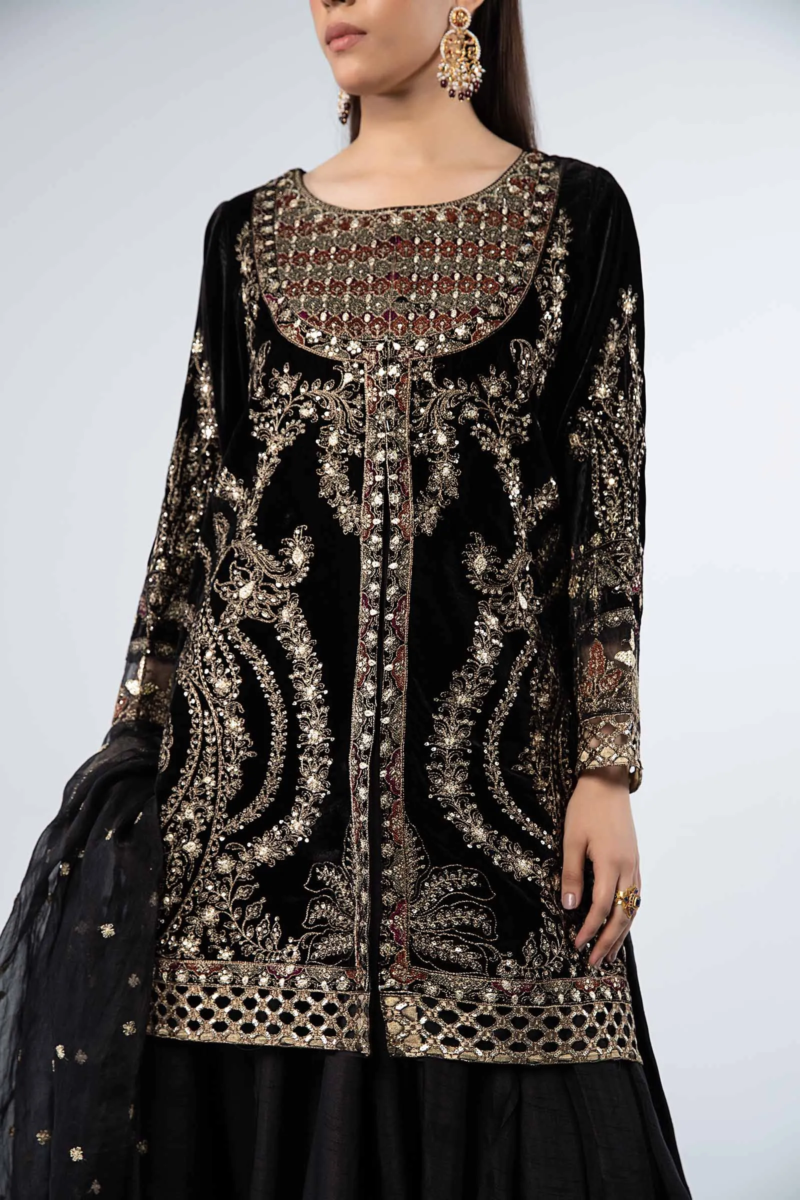 3 Piece Embroidered Velvet Suit | SF-W24-87