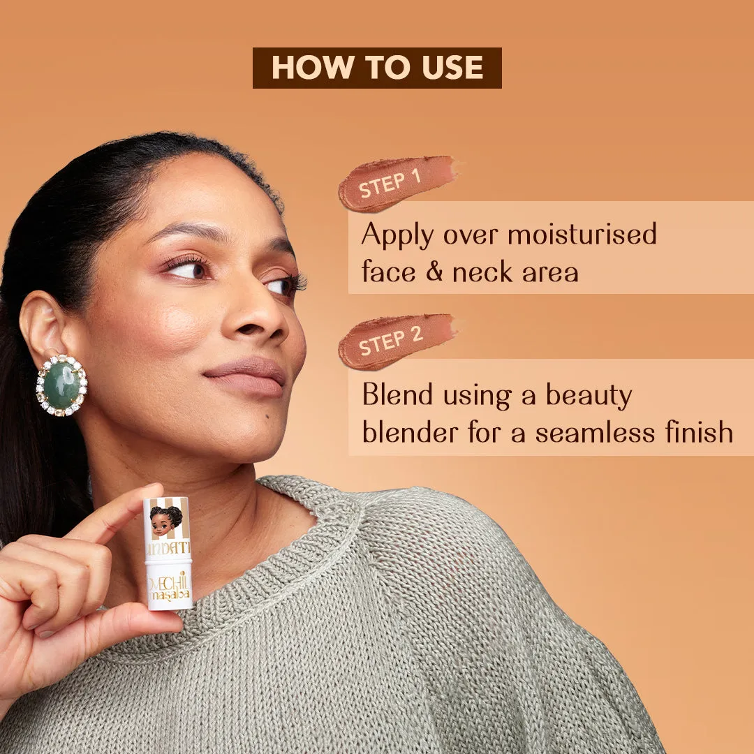 Bumpy Ride - Mini Masaba Foundation Makeup Stick (Light) Easy To Blend, Mattifying Coverage