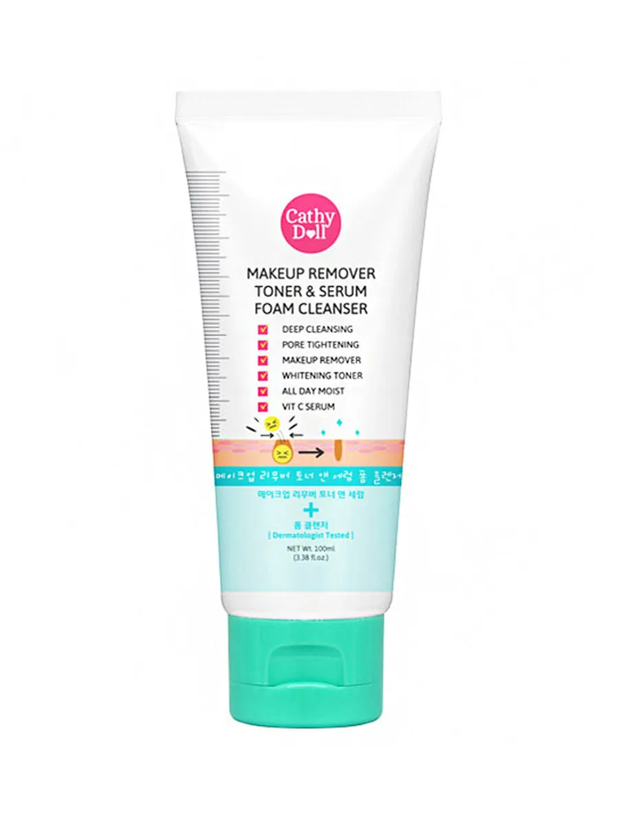 Cathy Doll Make Up Remover Toner & Serum Foam Cleanser 100ml (Thai)