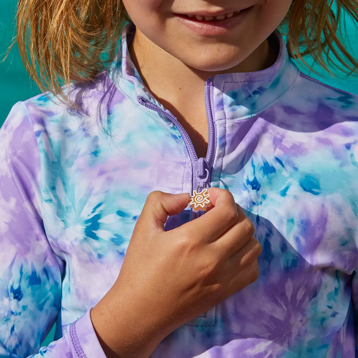 Girl's Half Zip Ruched Sun & Swim Shirt