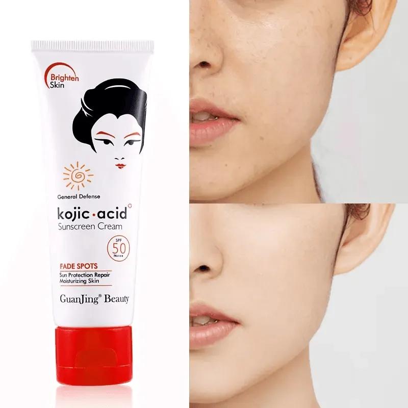 Guanjing Beauty Fade Spots Kojic Acid Sunscreen Cream SPF50     - 80g