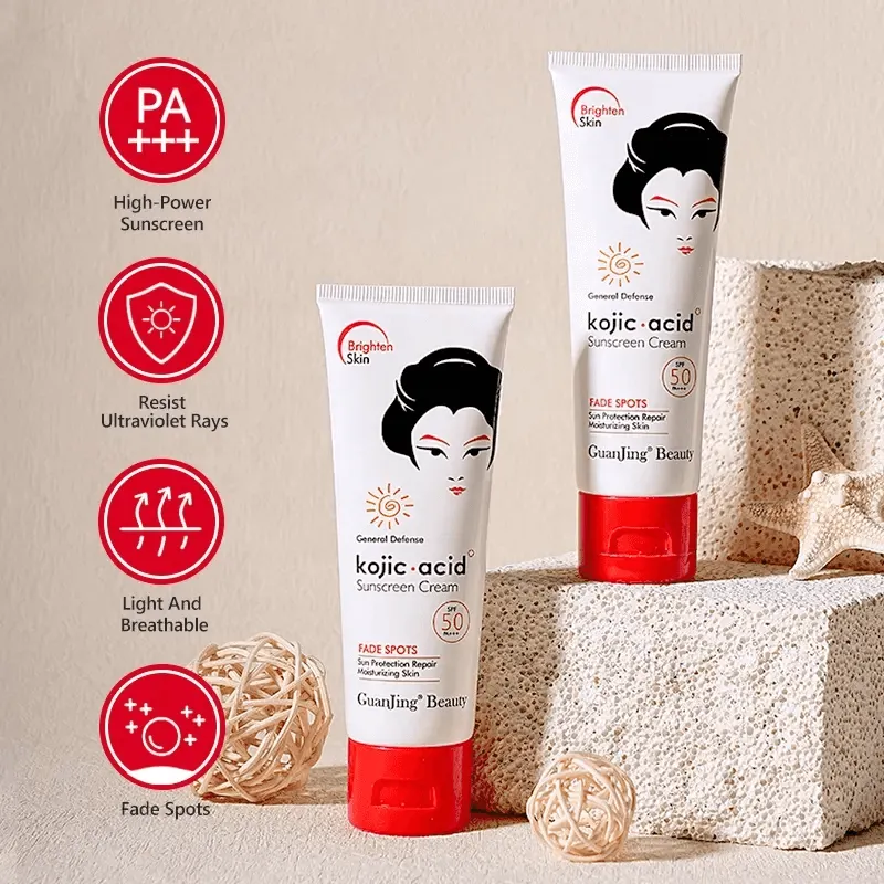 Guanjing Beauty Fade Spots Kojic Acid Sunscreen Cream SPF50     - 80g