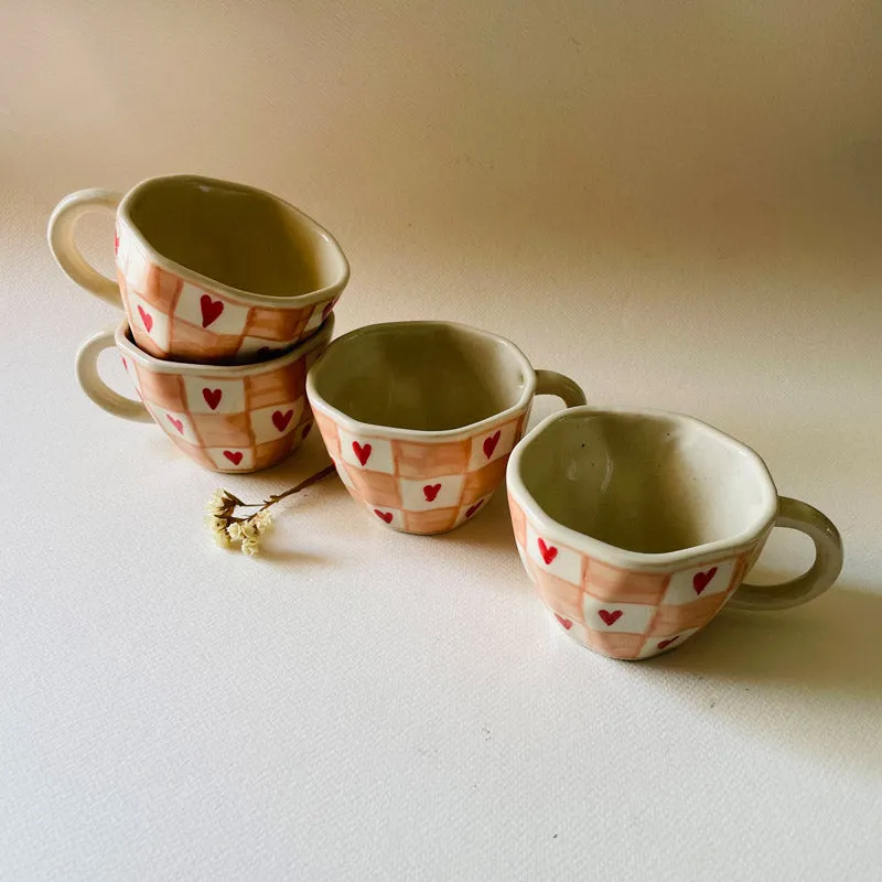 Heart Blush Cup (240 ML) - Set Of Four