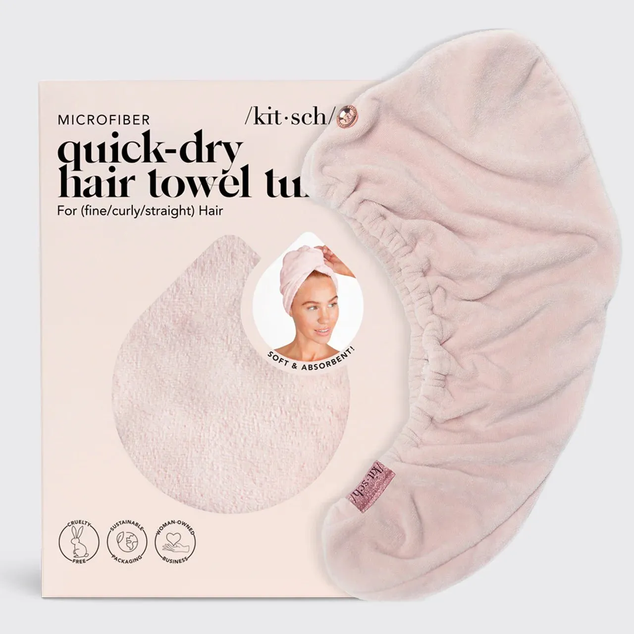 Kitsch: Quick Dry Hair Towel in Blush