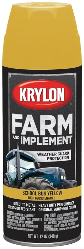 Krylon K01957000 Farm Equipment Spray, High-Gloss, School Bus Yellow, 12 oz, Can :CAN: QUANTITY: 1