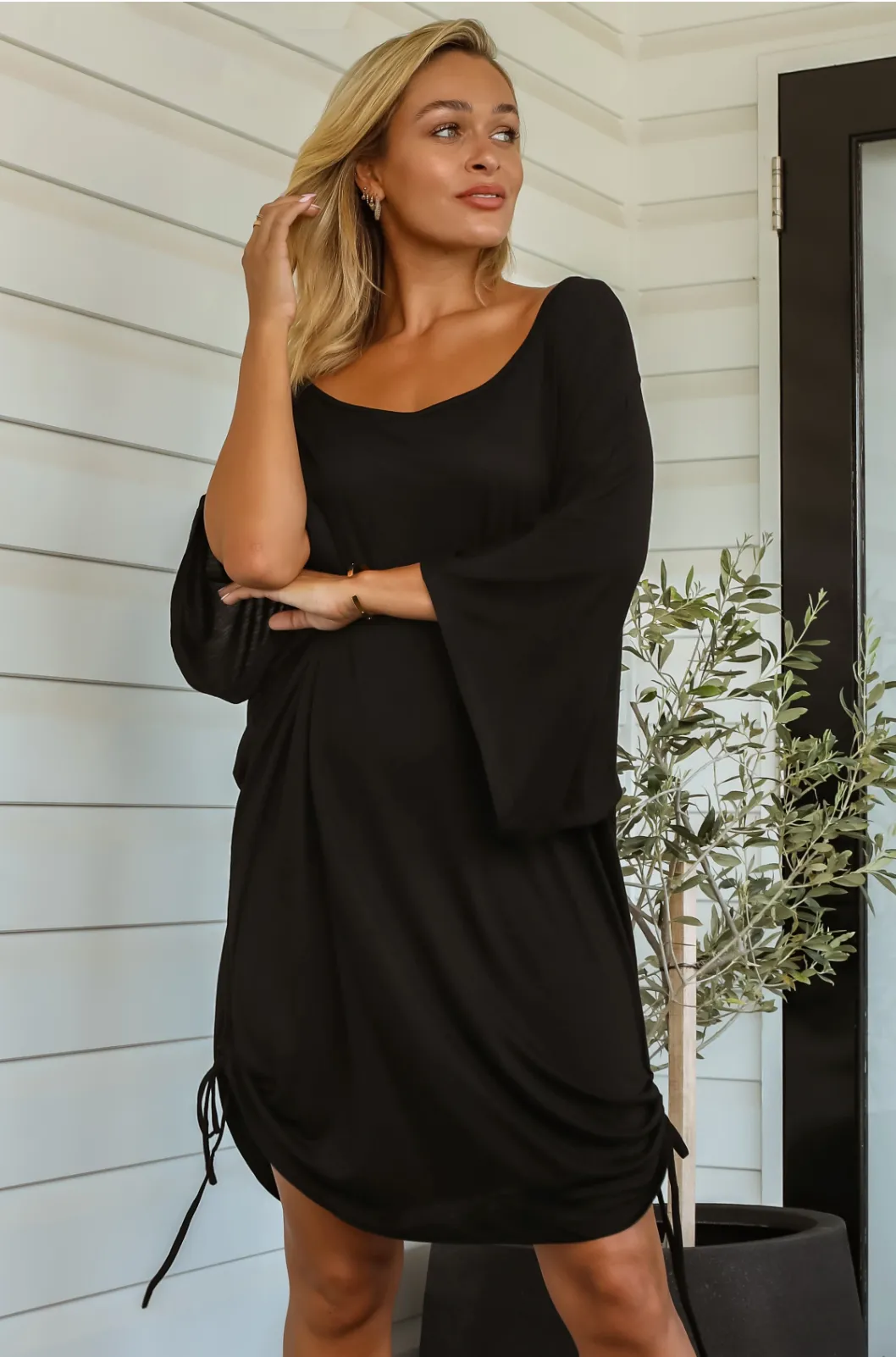 Little Tanning Dress - Sian Bamboo Kaftan - Onyx