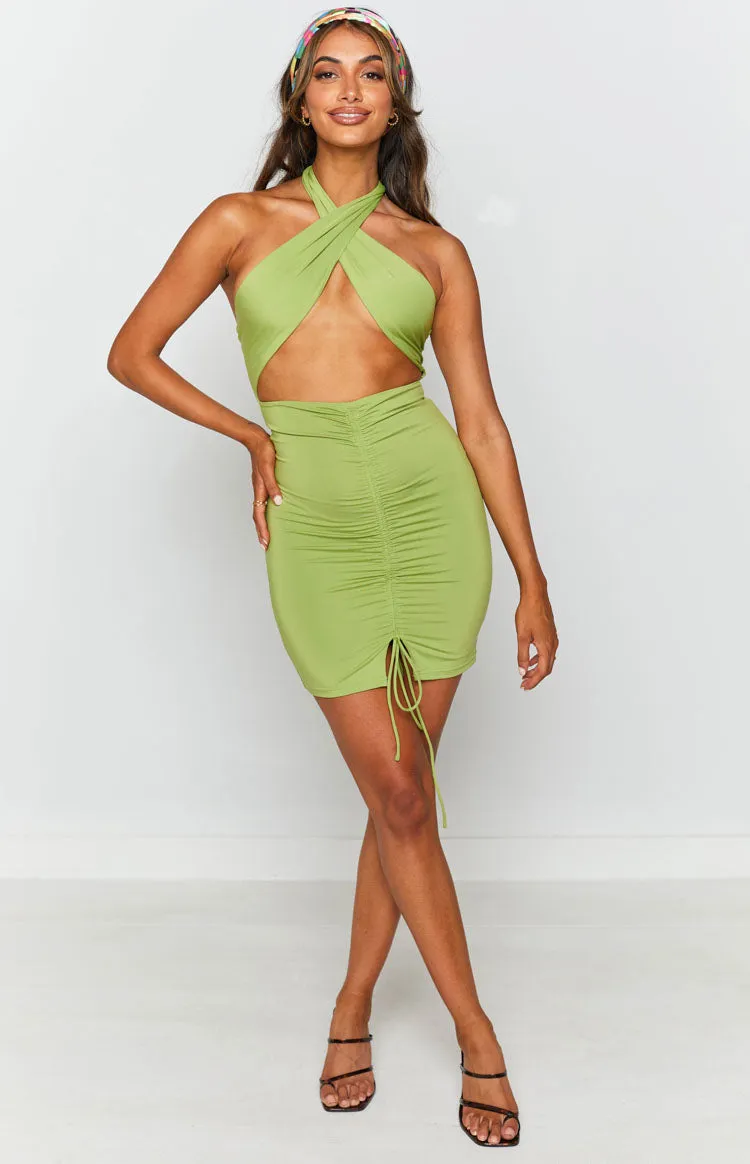 Mia Cross Neck Dress Green