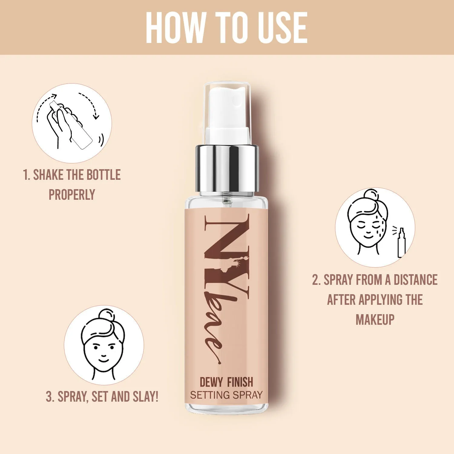NY Bae Dewy Finish Setting Spray (30 ml) | For Normal to Dry Skin | Enriched with Hyaluronic Acid | Sets Makeup | Long lasting | Travel Friendly