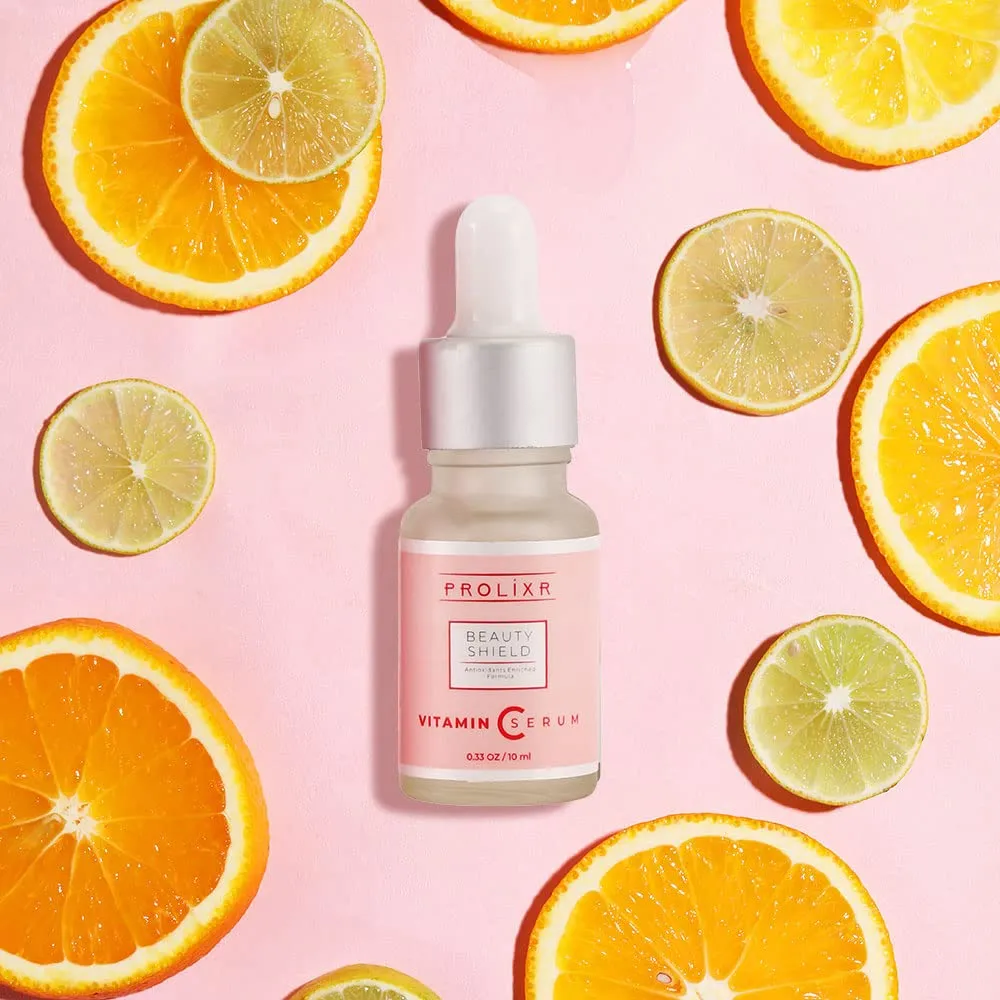 Prolixr Beauty Shield Vitamin C Face Mini Serum - Glowing Skin, Brightening, Pigmentation - Hyaluronic Acid Infused - 10 10 Ml - Travel Sized - Pack Of 2