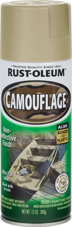 Rust-Oleum 263653 Camouflage Spray Paint, Ultra Flat, Sand, 12 oz, Can :CAN: QUANTITY: 1