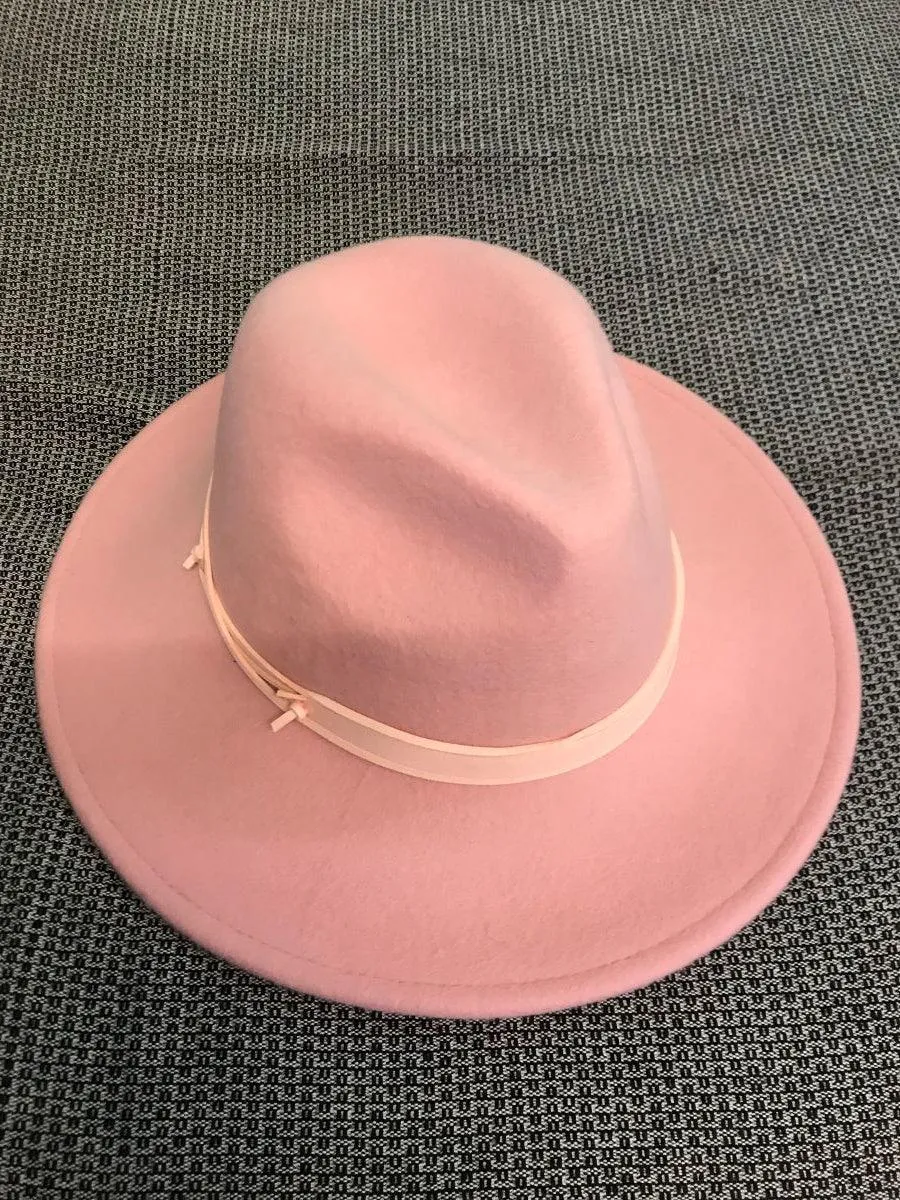 Sundaise SWH53 Rhianna 100% Wool Felt Panama Hat - Soft Blush